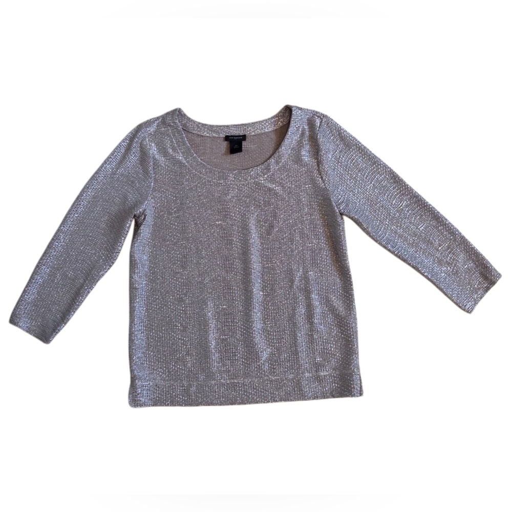 Ann Taylor Silver Shimmer Crew Neck Sweater